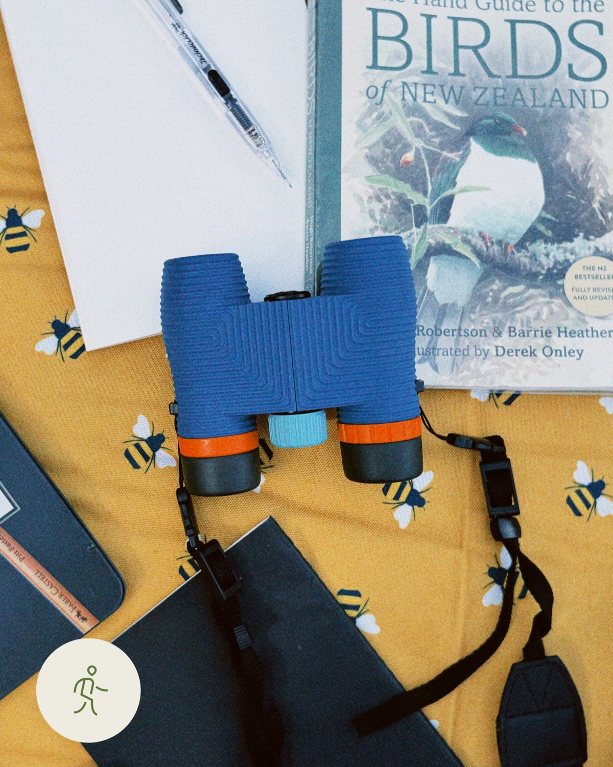 Binoculars and field guides prepared for an outing